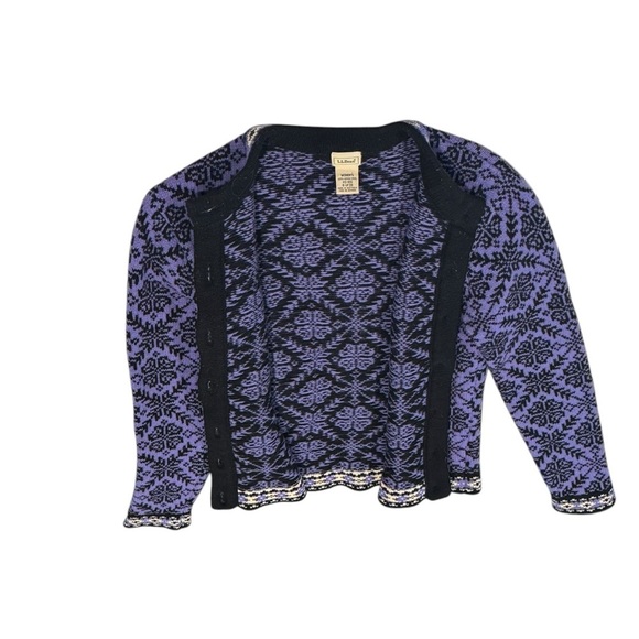Women’s L.L. Bean Purple & Black Buttoned Merino Wool Cardigan: Size XS - Picture 4 of 7